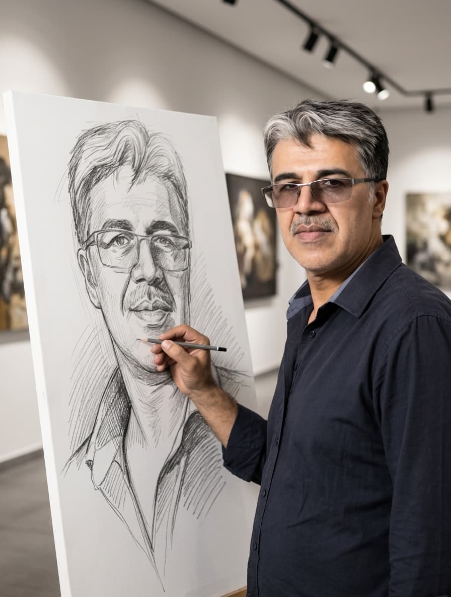Art Gallery Pencil Sketch Portrait