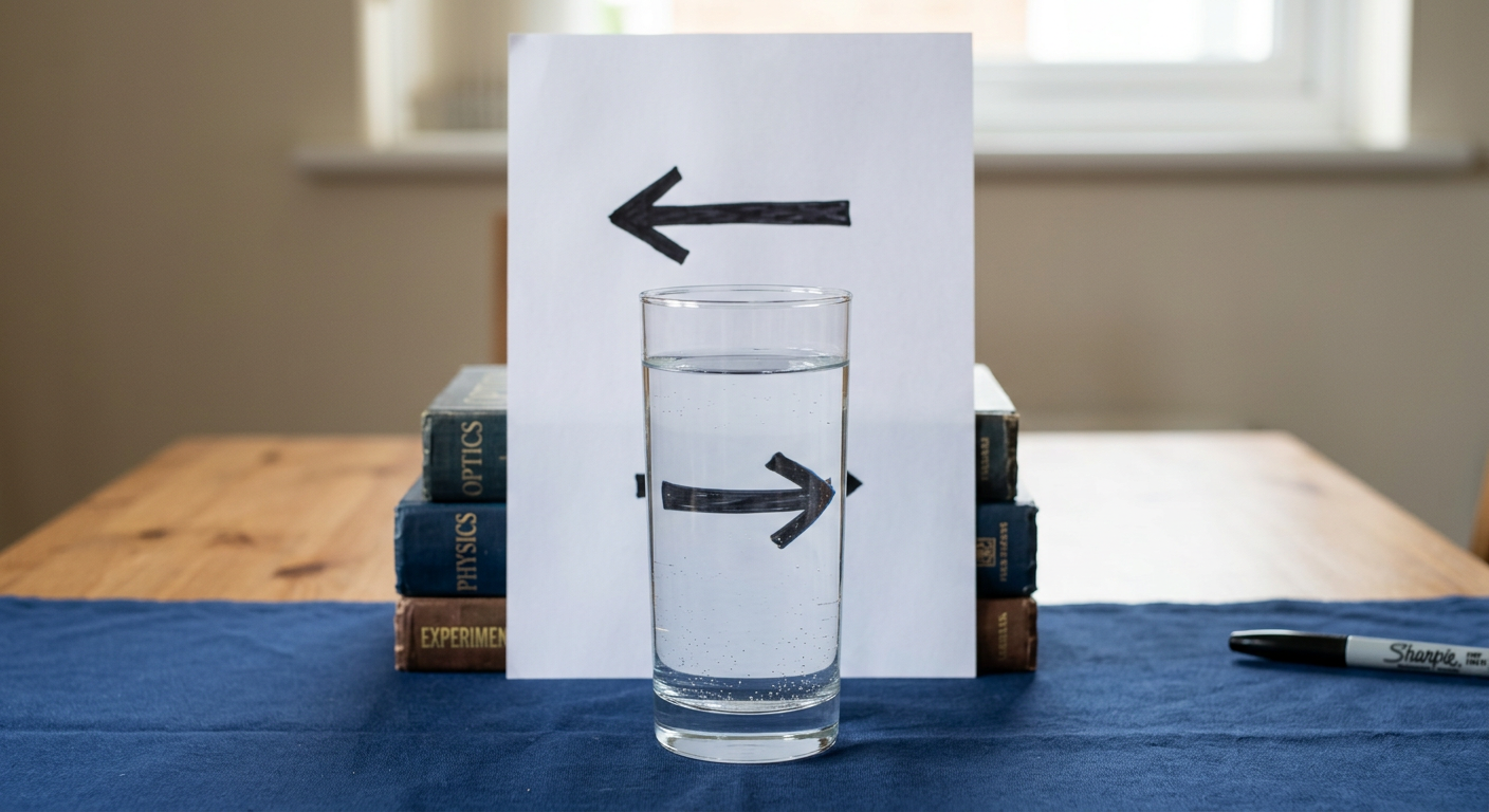 Two Arrows Behind a Glass of Water