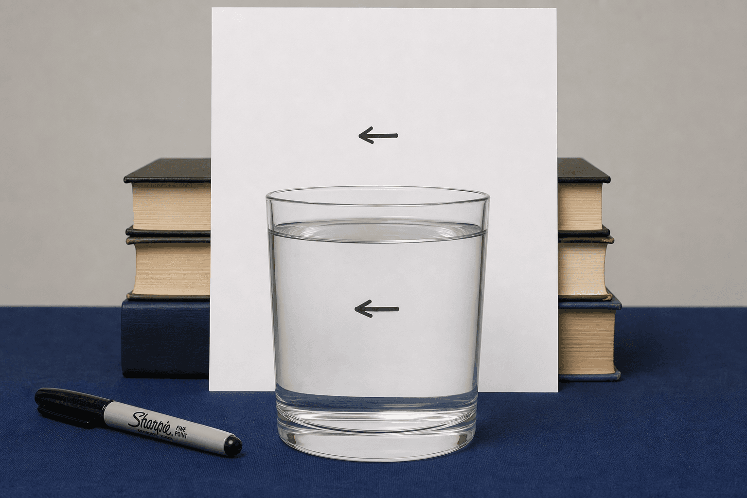 Two Arrows Behind a Glass of Water
