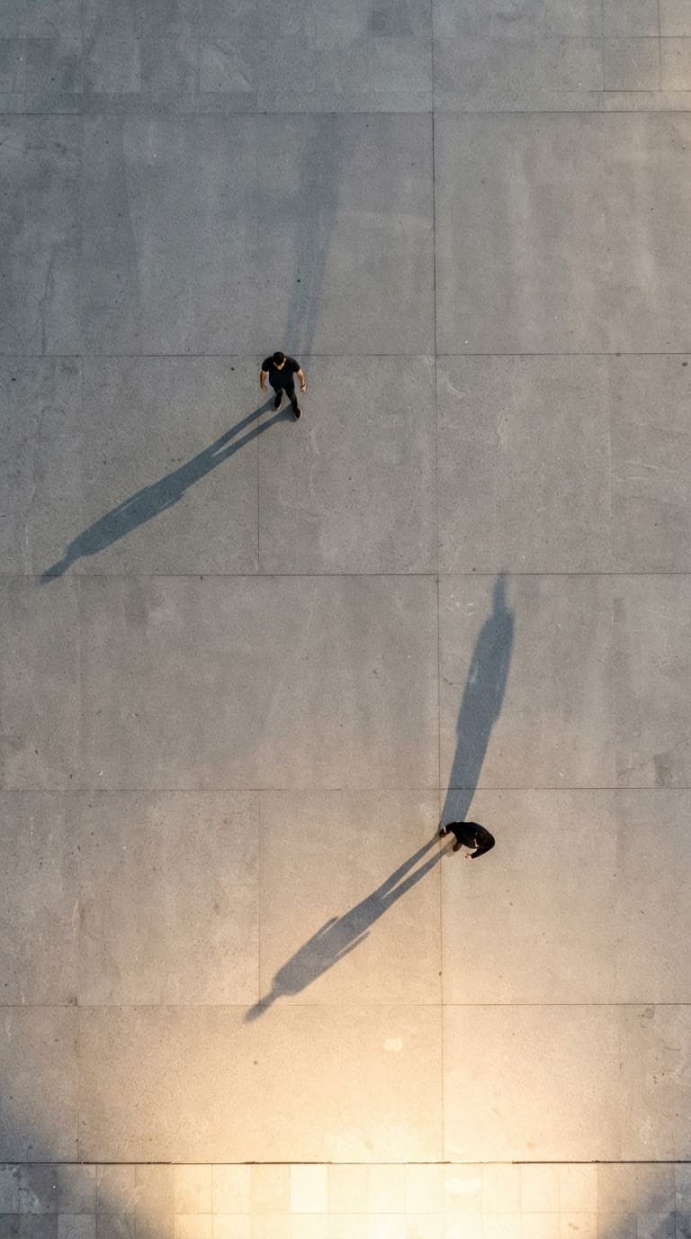 Two People, Long Shadows (Overhead)