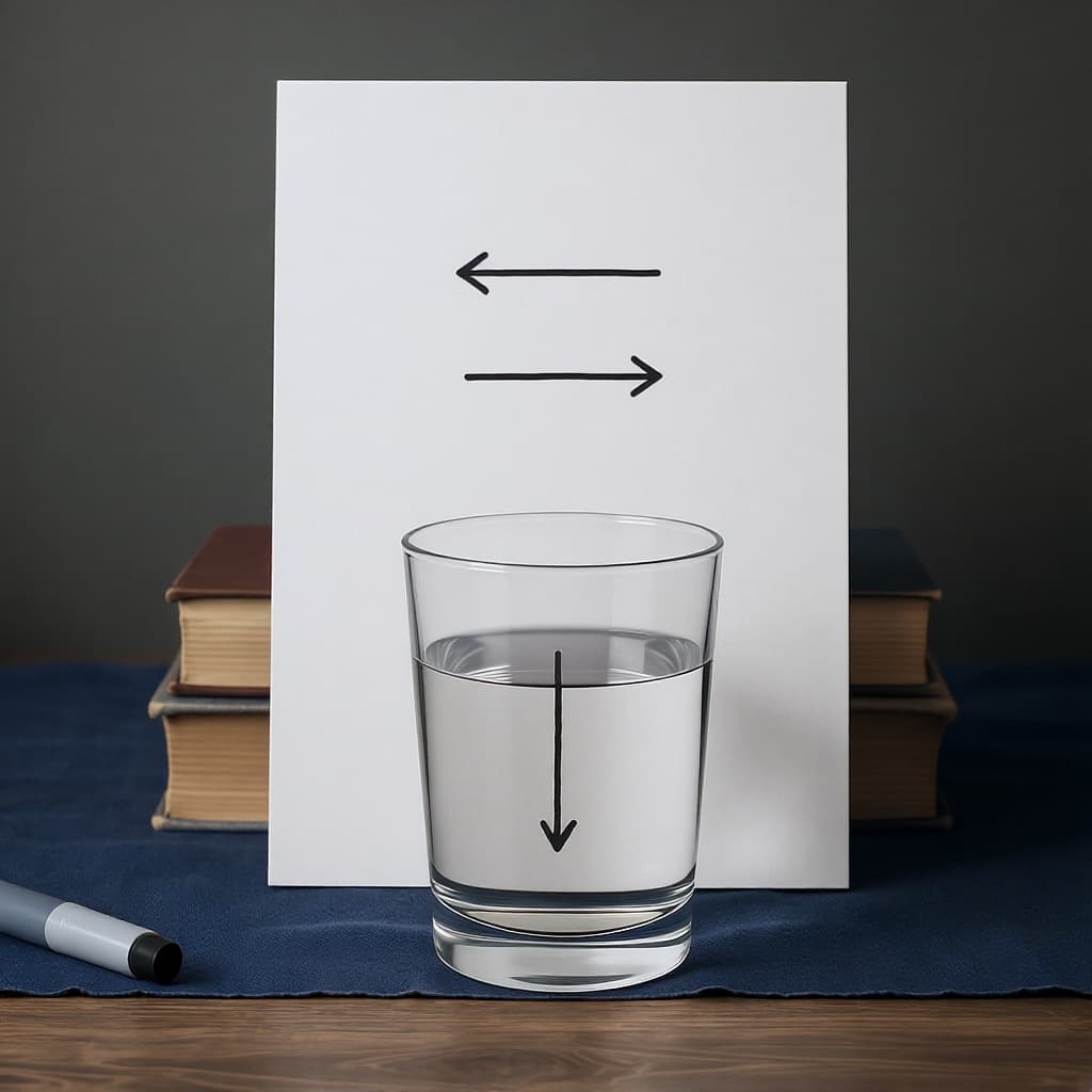Two Arrows Behind a Glass of Water