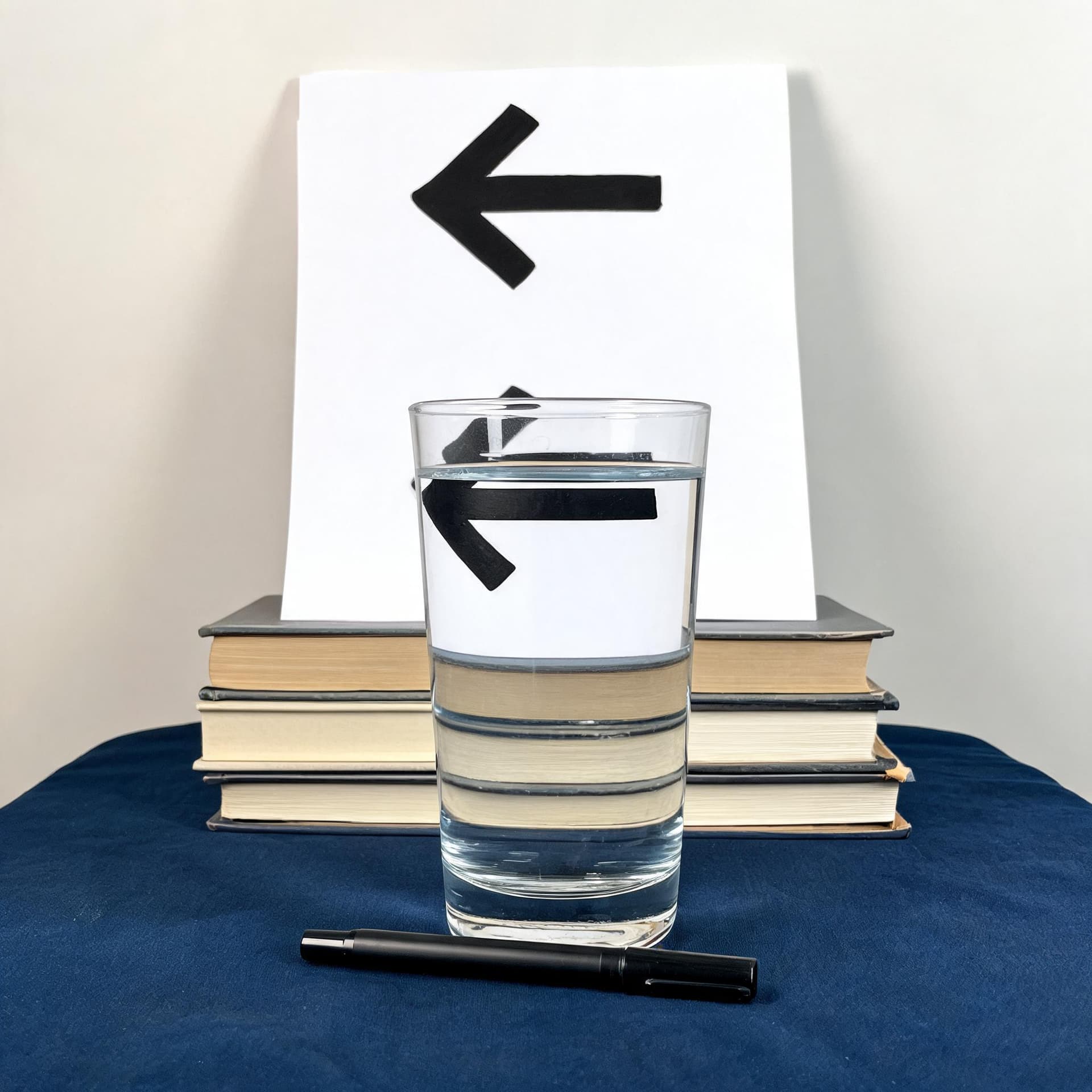 Two Arrows Behind a Glass of Water