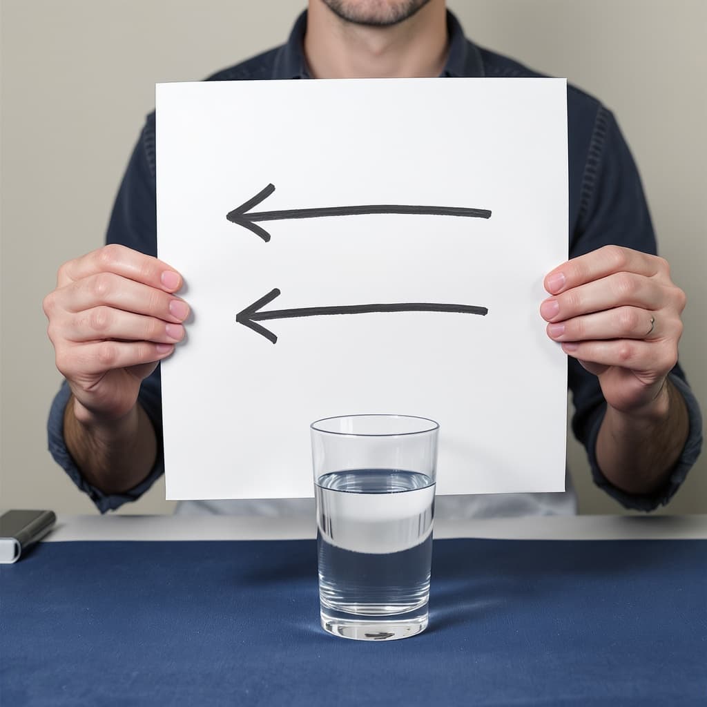 Two Arrows Behind a Glass of Water