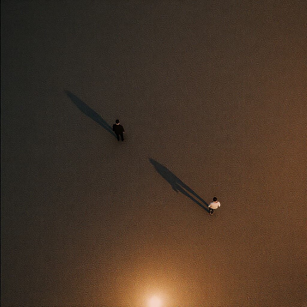 Two People, Long Shadows (Overhead)