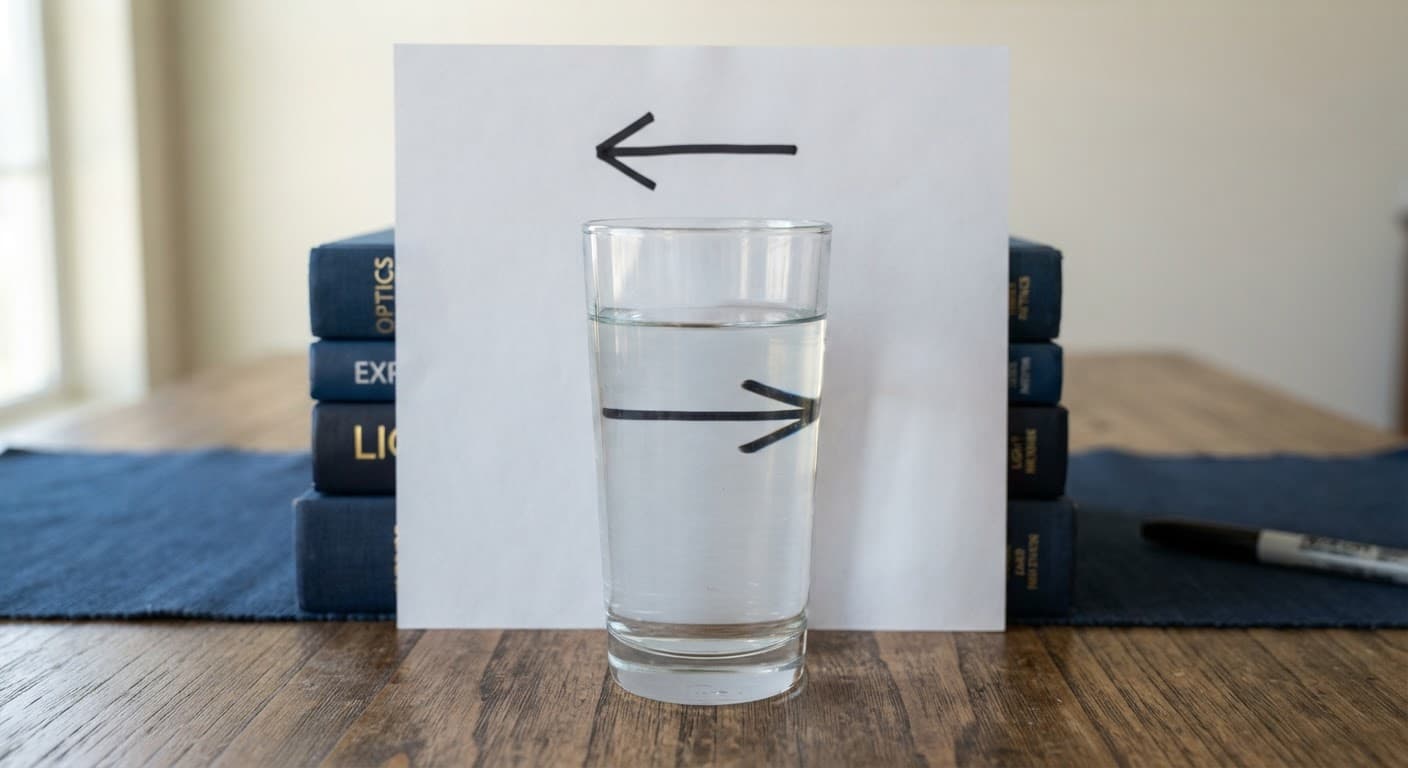 Two Arrows Behind a Glass of Water