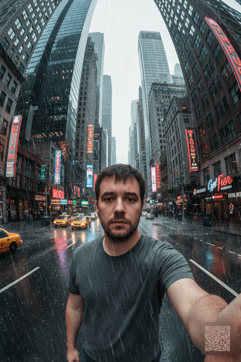Wide Angle Fisheye City Rain