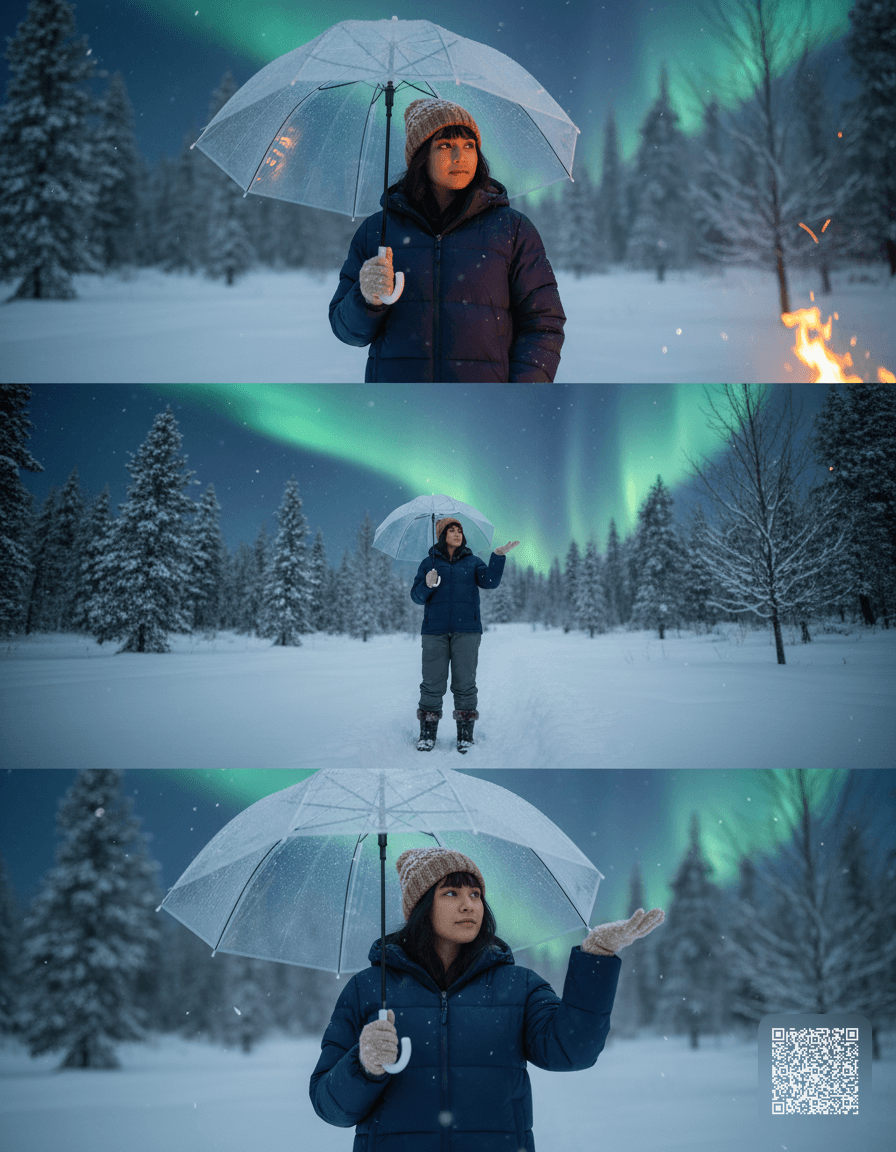 Winter Aurora Triptych