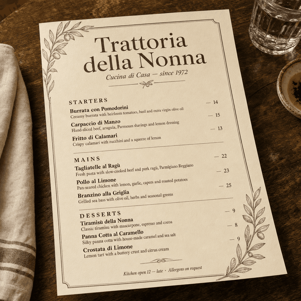 Restaurant Menu Generator